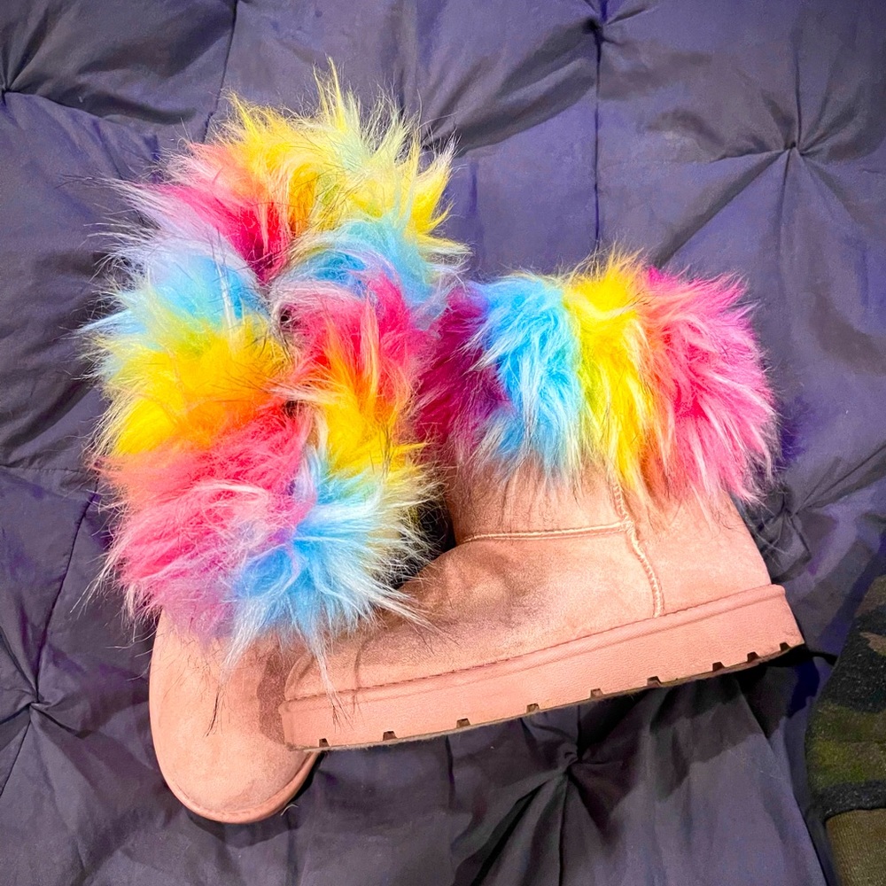 Pink-Rainbow rouge winter boots
